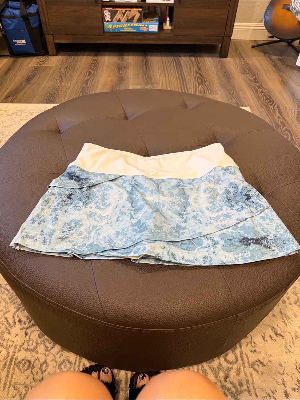 Fila Light Blue Marble-Print Layered Skort with White Waistband